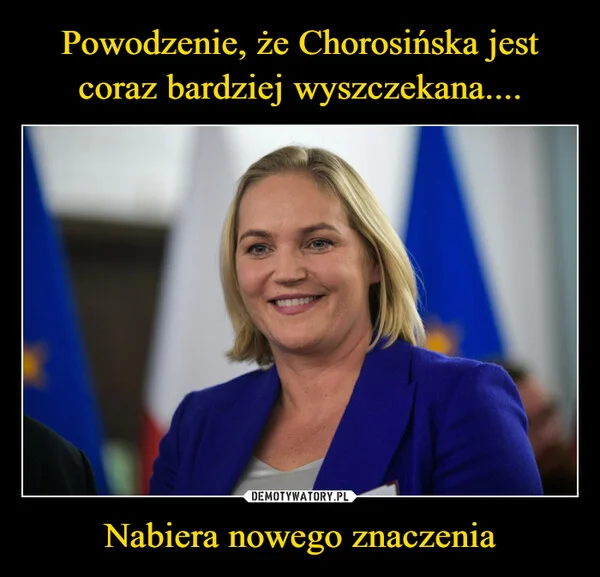Powodzenie, że Chorosińska jest coraz bardziej wyszczekana.... Nabiera nowego znaczenia