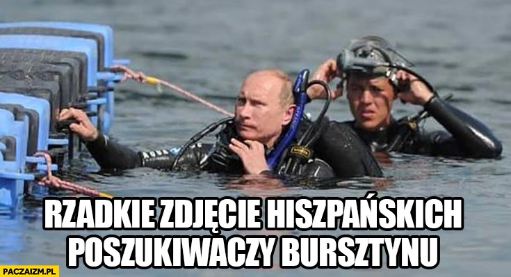 
    Rzadkie zdjęcie hiszpańskich poszukiwaczy bursztynu Putin płetwonurek