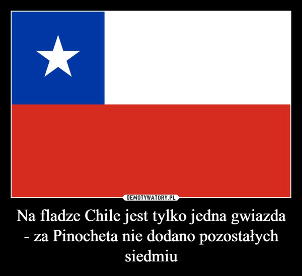 
    Na fladze Chile jest tylko jedna gwiazda - za Pinocheta nie dodano pozostałych siedmiu