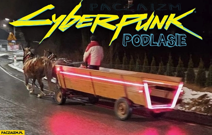 
    Cyberpunk Podlasie wóz podświetlany LED