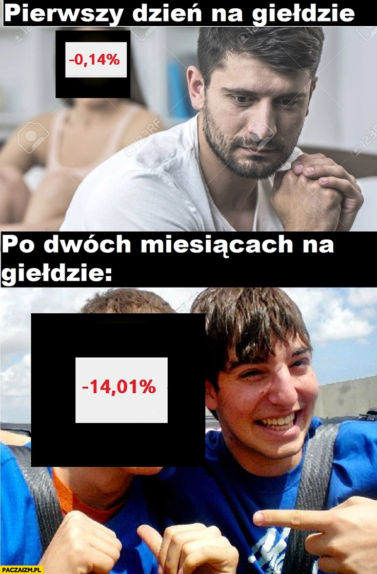 
    Pierwszy dzień na giełdzie vs po dwóch miesiącach na giełdzie strata