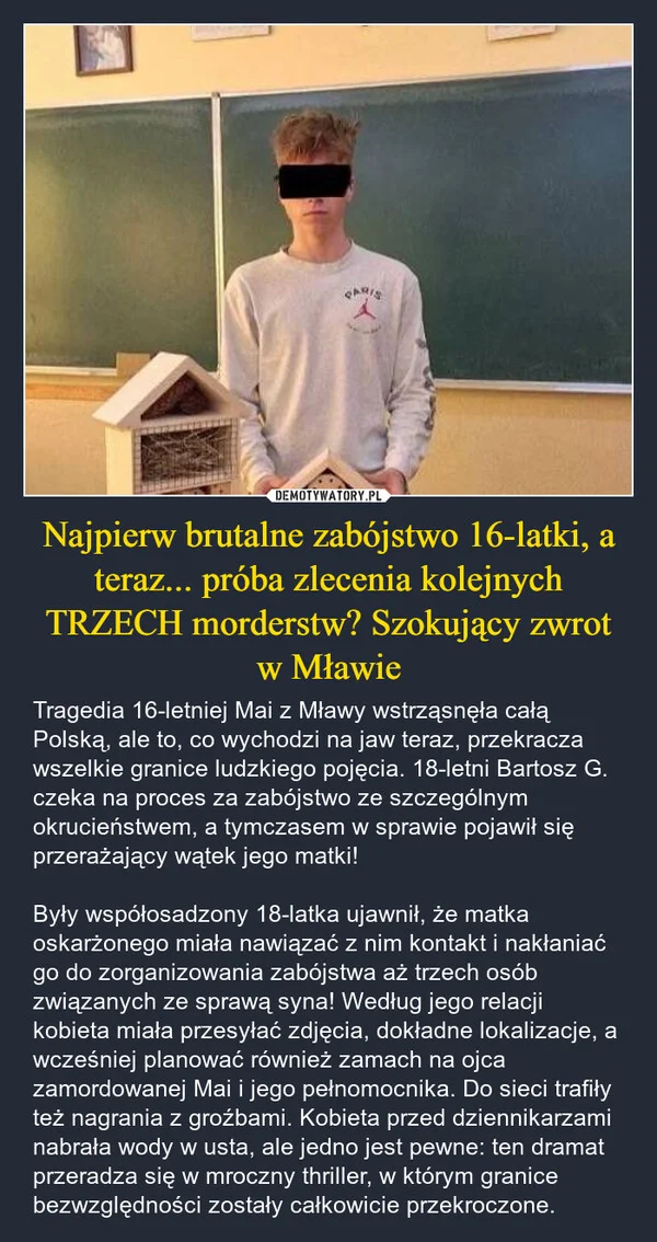 Najpierw brutalne zabójstwo 16-latki, a teraz... próba zlecenia kolejnych TRZECH morderstw? Szokujący zwrot w Mławie