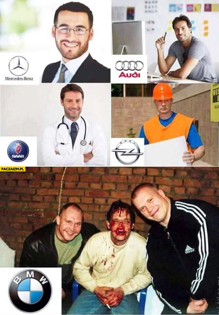 
    Typowy kierowca BMW karki dresy Mercedes Audi Saab Opel