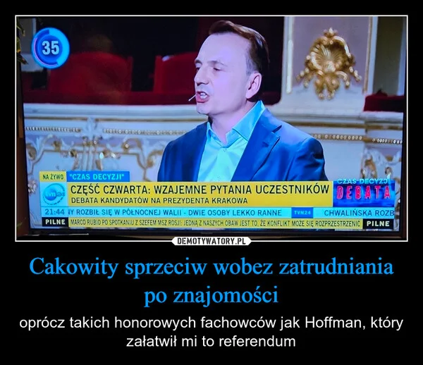 Cakowity sprzeciw wobez zatrudniania po znajomości