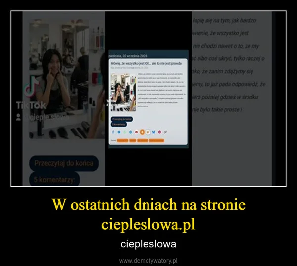 W ostatnich dniach na stronie ciepleslowa.pl