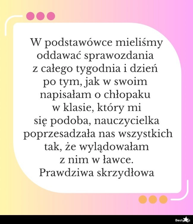 
    Reakcja nauczycielki na osobiste wyznanie 