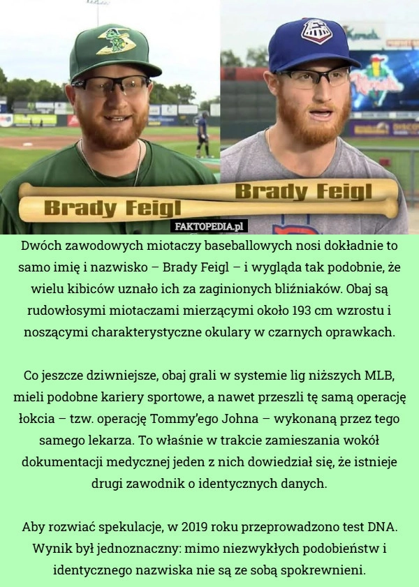 
    Dwóch zawodowych miotaczy baseballowych nosi dokładnie to samo imię i nazwisko