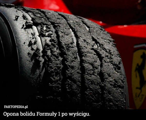 
    Opona bolidu Formuły 1 po wyścigu.