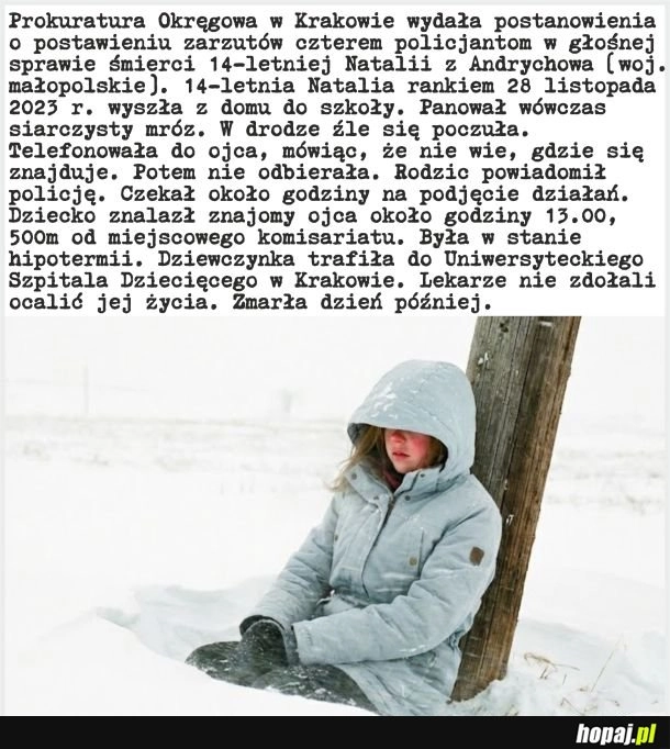 
    Śmierć 14-letniej Natalii? Zarzuty dla policjantów? Niemożliwe!