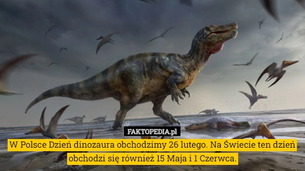 
    W Polsce Dzień dinozaura obchodzimy 26 lutego. Na Świecie ten dzień obchodzi