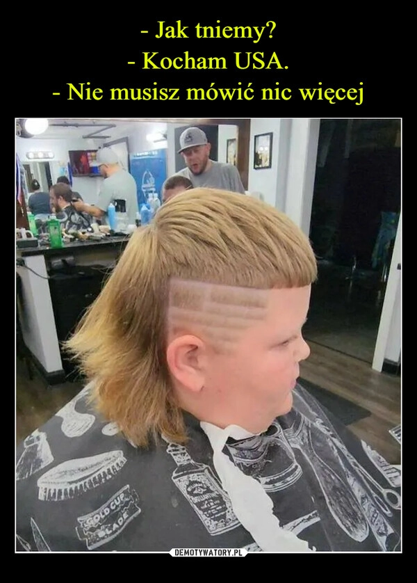 
    - Jak tniemy?
- Kocham USA.
- Nie musisz mówić nic więcej