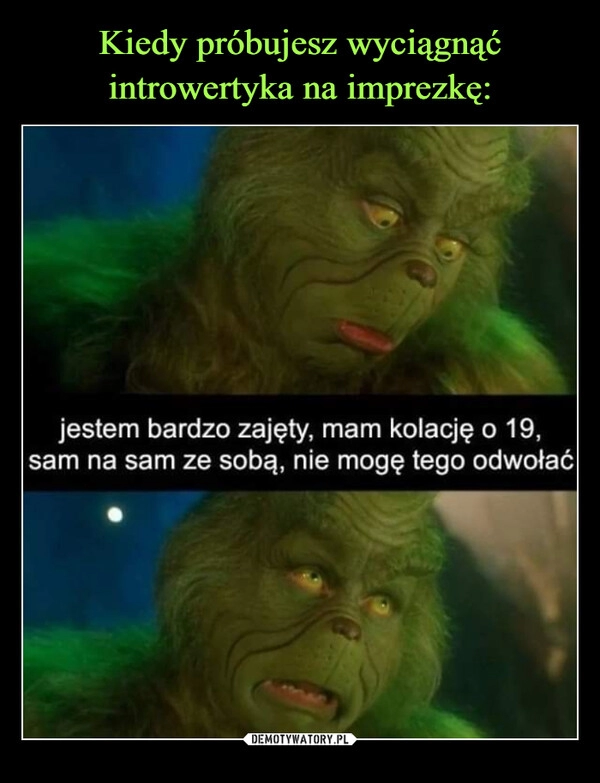 
    Kiedy próbujesz wyciągnąć introwertyka na imprezkę: 