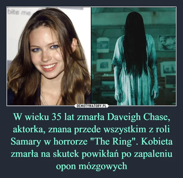 
    W wieku 35 lat zmarła Daveigh Chase, aktorka, znana przede wszystkim z roli Samary w horrorze 