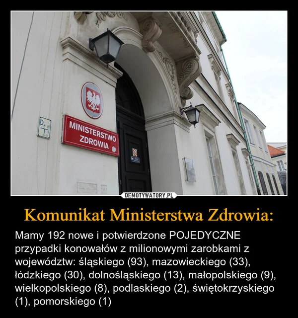 
    Komunikat Ministerstwa Zdrowia: