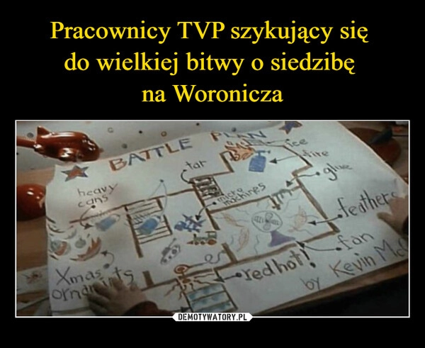 
    Pracownicy TVP szykujący się 
do wielkiej bitwy o siedzibę 
na Woronicza