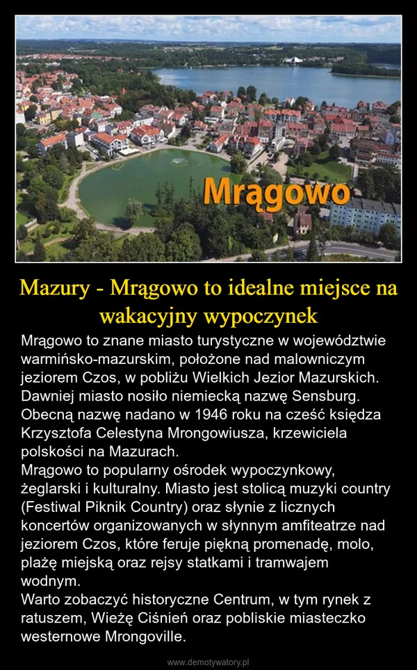 
    Mazury - Mrągowo to idealne miejsce na wakacyjny wypoczynek