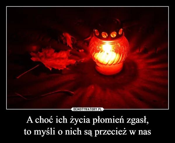 
    A choć ich życia płomień zgasł, to myśli o nich są przecież w nas