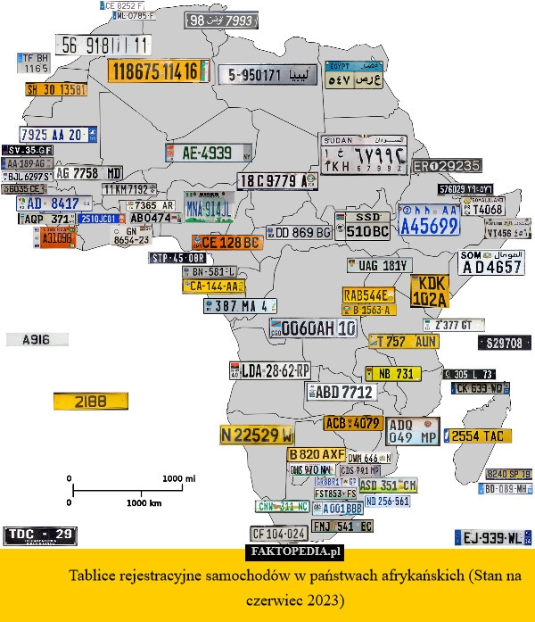 
    Tablice rejestracyjne samochodów w państwach afrykańskich (Stan na czerwiec
