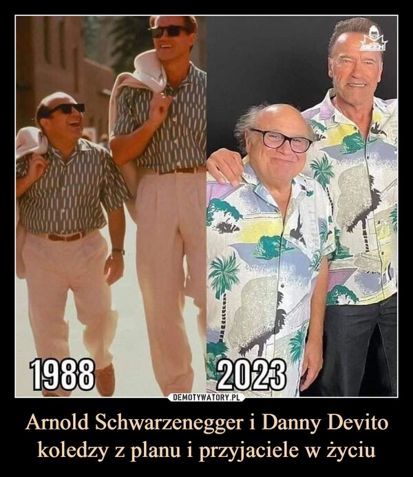 
    Arnold Schwarzenegger i Danny Devito koledzy z planu i przyjaciele w życiu