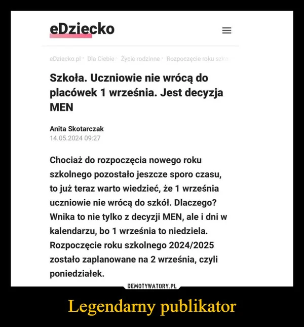 
    Legendarny publikator