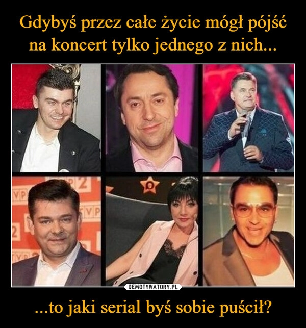 
    Gdybyś przez całe życie mógł pójść na koncert tylko jednego z nich... ...to jaki serial byś sobie puścił?