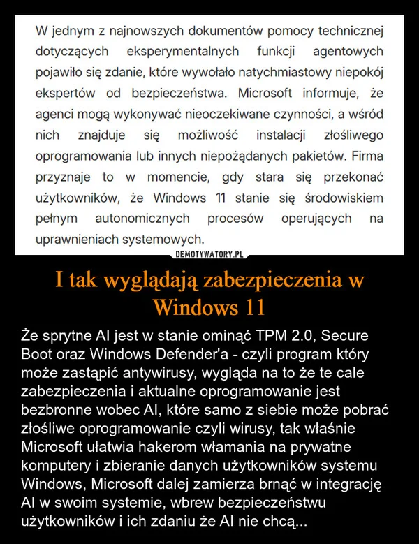 
    I tak wyglądają zabezpieczenia w Windows 11