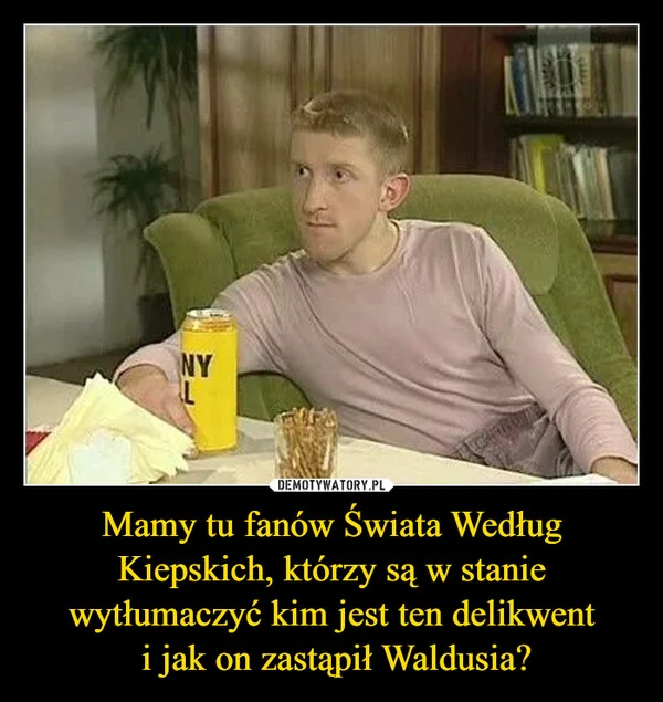 
    Mamy tu fanów Świata Według Kiepskich, którzy są w stanie wytłumaczyć kim jest ten delikwent i jak on zastąpił Waldusia?