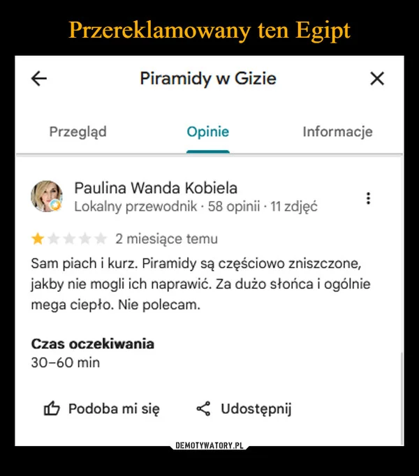 Przereklamowany ten Egipt