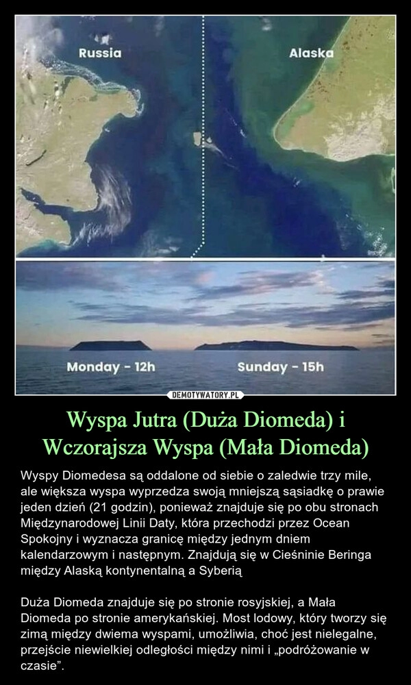 
    Wyspa Jutra (Duża Diomeda) i Wczorajsza Wyspa (Mała Diomeda)