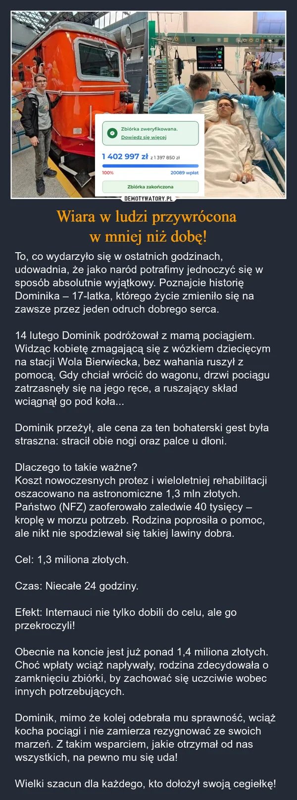 
    Wiara w ludzi przywrócona w mniej niż dobę!