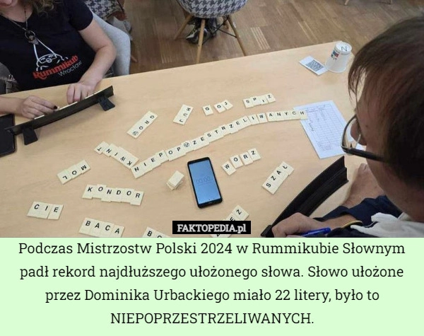 
    Podczas Mistrzostw Polski 2024 w Rummikubie Słownym padł rekord najdłuższego