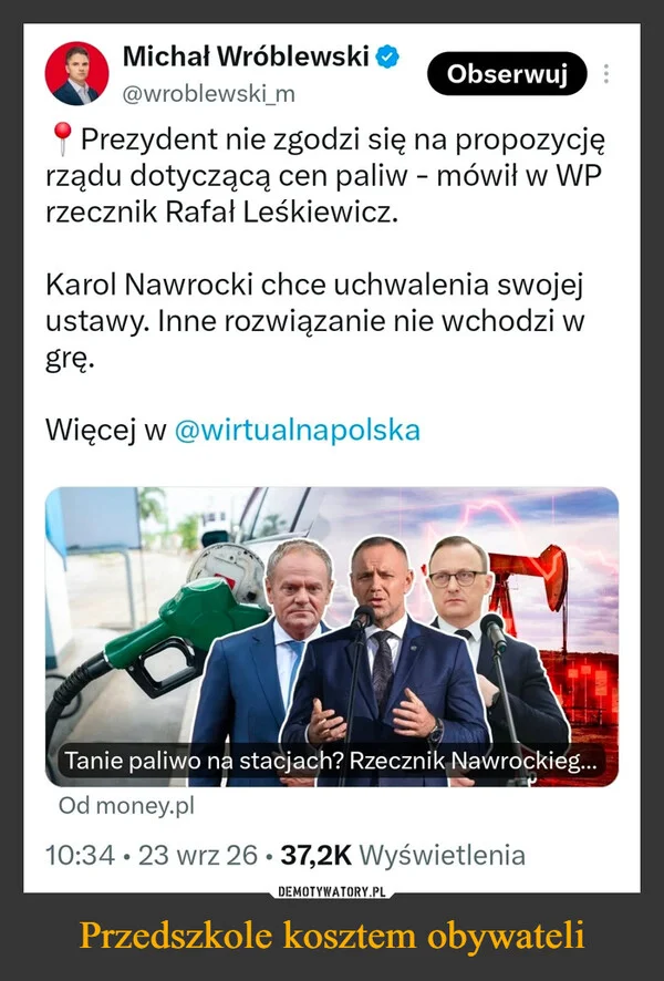 Przedszkole kosztem obywateli