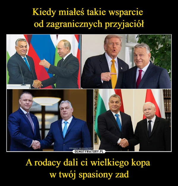 
    Kiedy miałeś takie wsparcie od zagranicznych przyjaciół A rodacy dali ci wielkiego kopa w twój spasiony zad