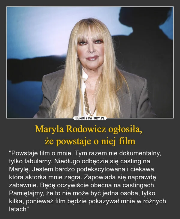 
    Maryla Rodowicz ogłosiła, że powstaje o niej film