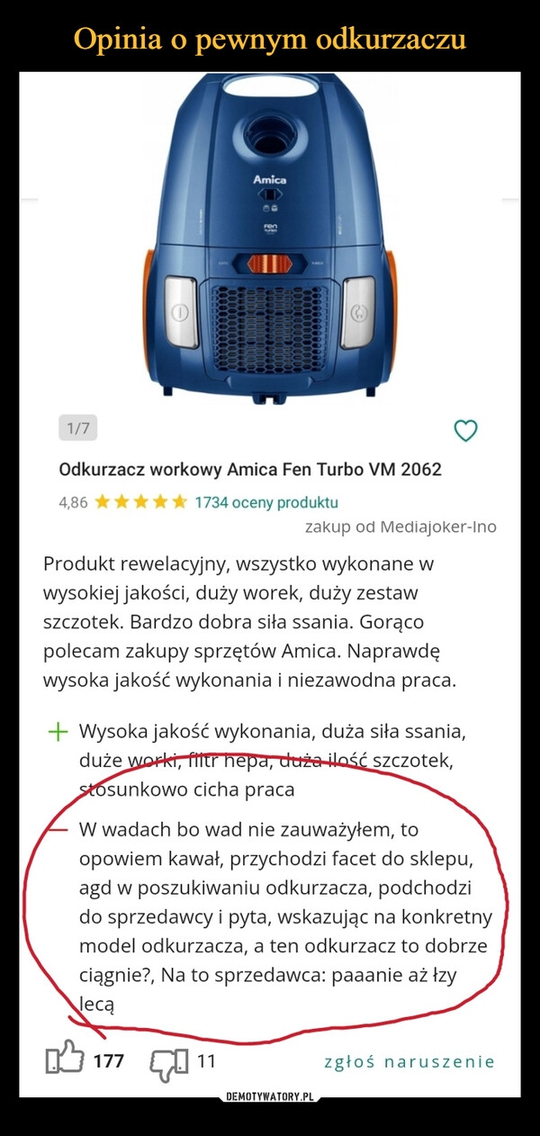 
    Opinia o pewnym odkurzaczu