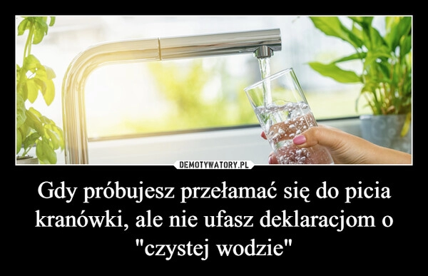 
    Gdy próbujesz przełamać się do picia kranówki, ale nie ufasz deklaracjom o "czystej wodzie"