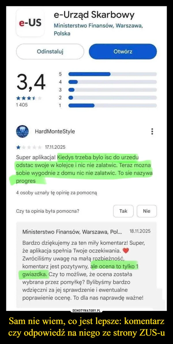 
    Sam nie wiem, co jest lepsze: komentarz czy odpowiedź na niego ze strony ZUS-u