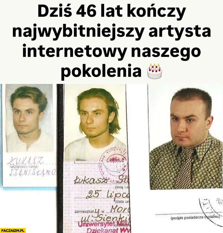 
    Dziś 46 lat kończy Testoviron najwybitniejszy artysta internetowy naszego pokolenia Testo