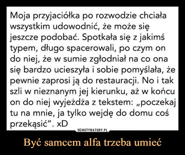 
    Być samcem alfa trzeba umieć