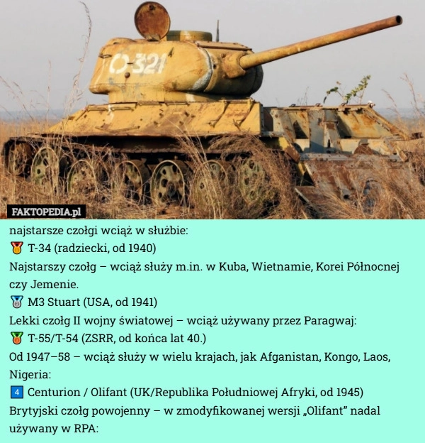 
    Najstarsze czołgi wciąż w służbie: