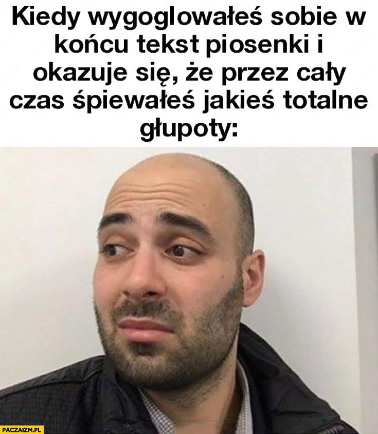 
    Kiedy wygooglowałeś sobie w końcu tekst piosenki i okazuje się, że przez cały czas śpiewałeś totalne głupoty