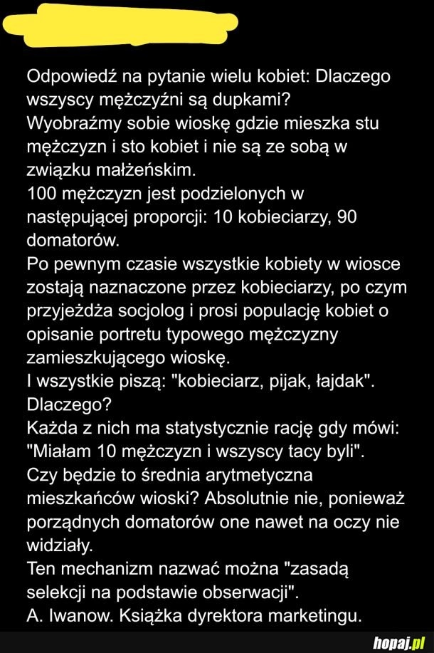 
    Odpowiedź na pytanie: dlaczego mężczyźni są dupkami?