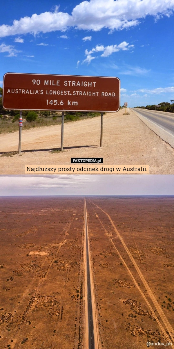 
    Najdłuższy prosty odcinek drogi w Australii.