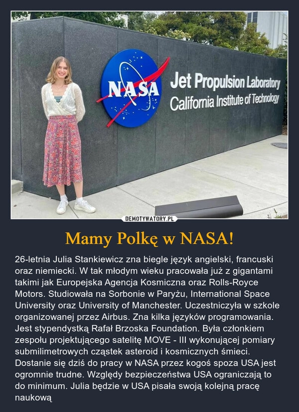 
    Mamy Polkę w NASA!