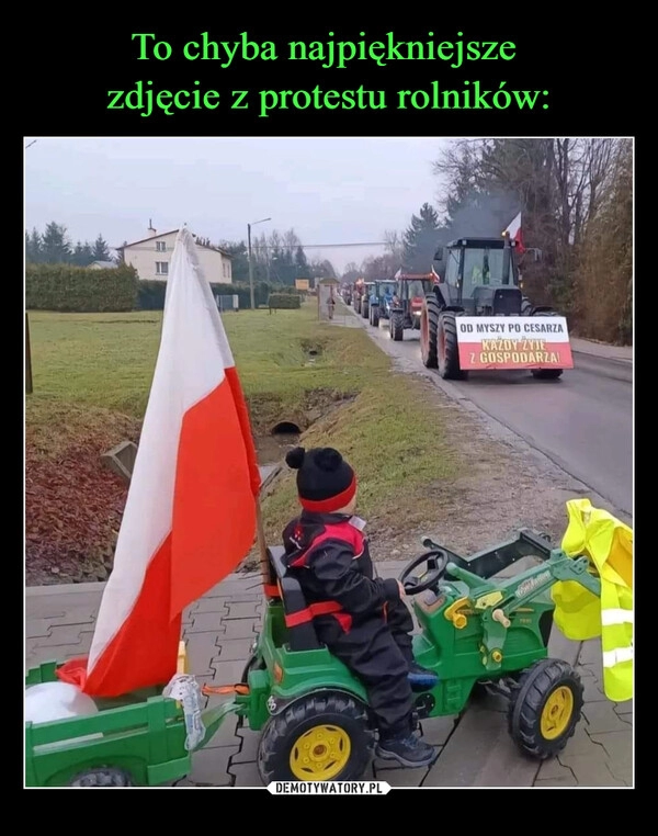 
    To chyba najpiękniejsze 
zdjęcie z protestu rolników: