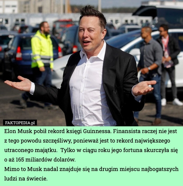 
    Elon Musk pobił rekord księgi Guinnessa. Finansista raczej nie jest z tego