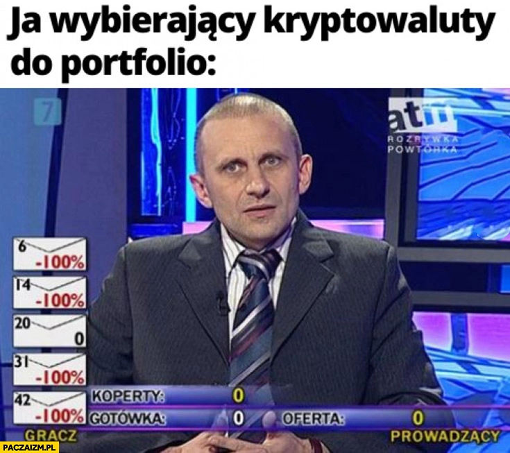
    Ja wybierający kryptowaluty do portfolio teleturniej same minus -100% procent