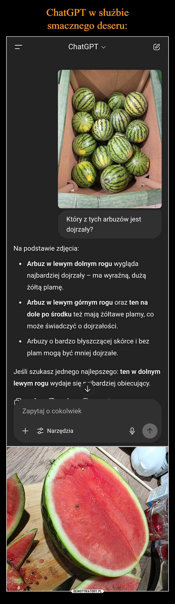 
    ChatGPT w służbie
smacznego deseru: