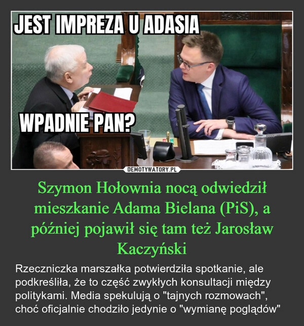 
    Szymon Hołownia nocą odwiedził mieszkanie Adama Bielana (PiS), a później pojawił się tam też Jarosław Kaczyński