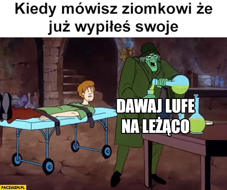 
    Kiedy mówisz ziomkowi, że już wypiłeś swoje, dawaj lufę na leżącego